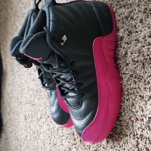 Pink and black jordans